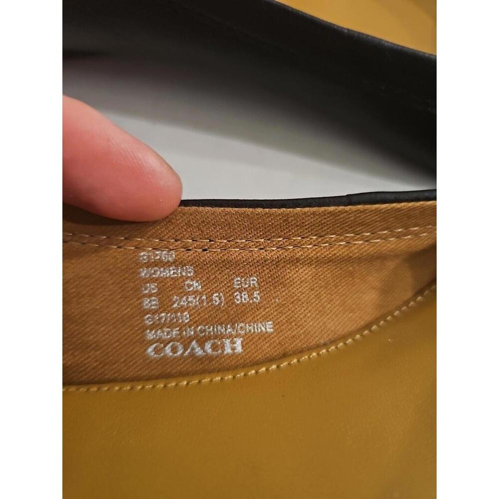 COACH Women's Ballet Flat Black Leather, Patent Toe Cap Size 8 B - Picture 2 of 6